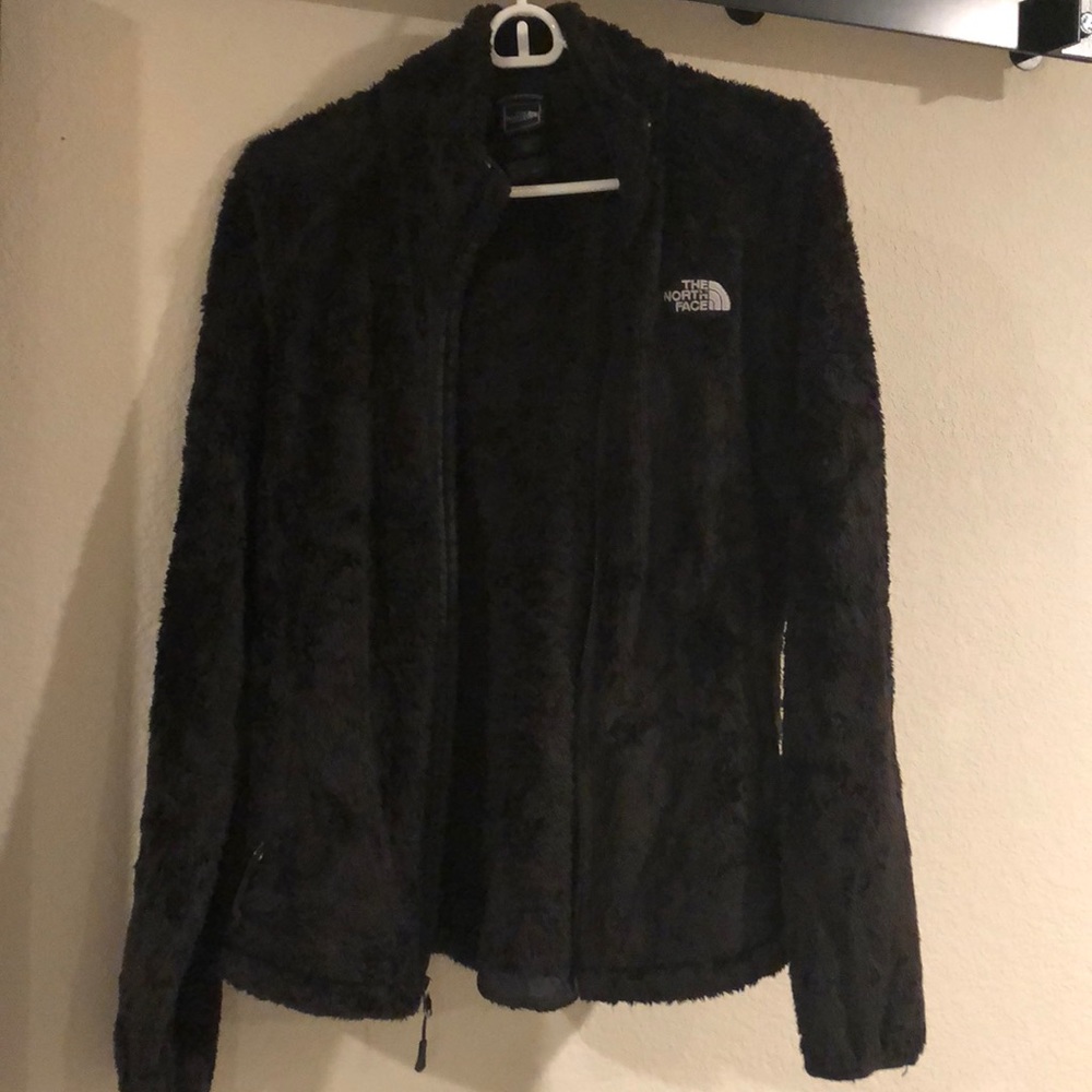 North face collared zip up fur jacket